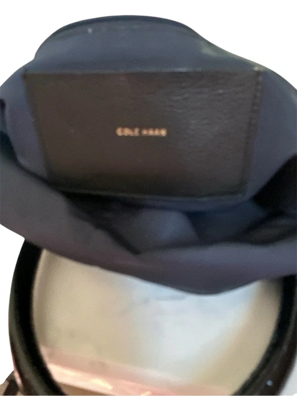 Cole Haan Black Pebbled Leather Satchel with Patent Croc Stripe
